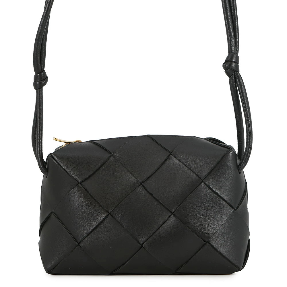 Bottega Veneta Shoulder Bag Intrecciato Cassette Lambskin Black